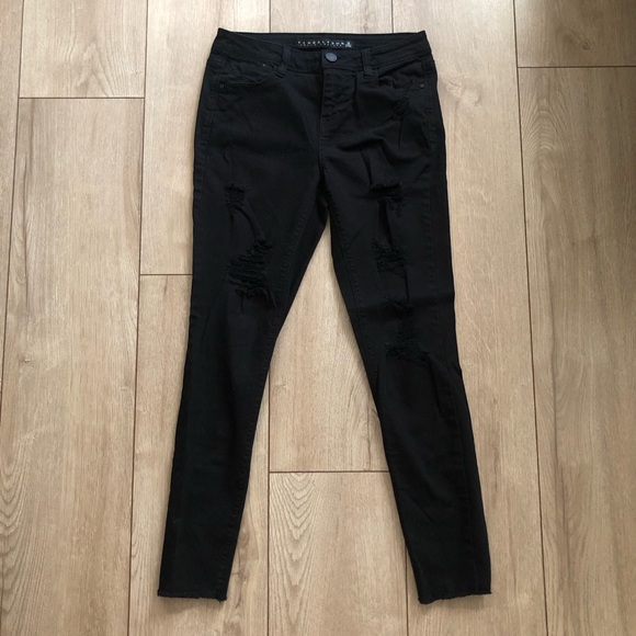 Size 3 Distressed Black Skinny Jeans - Picture 1 of 4
